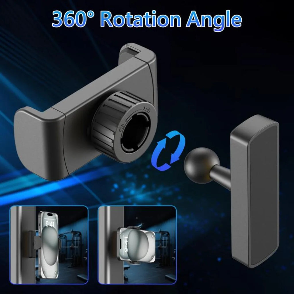 Magnetic Phone Holder for Gym - 360° Adjustable, Strong Portable Magnet Phone Mount for Workout Recording, Fitness Essentials